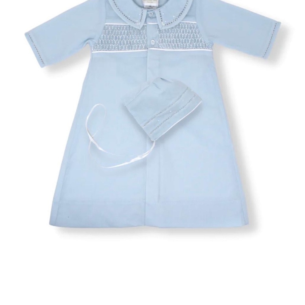 Lullaby Set - Heirloom Blue Royal Daygown & Bonnet Set
